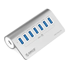 Orico Aluminum Alloy 7 Port Usb Hub | 7X Usb 3.2 Type-A | Type-A To Type-C (90 Degree Type-C | 1M |