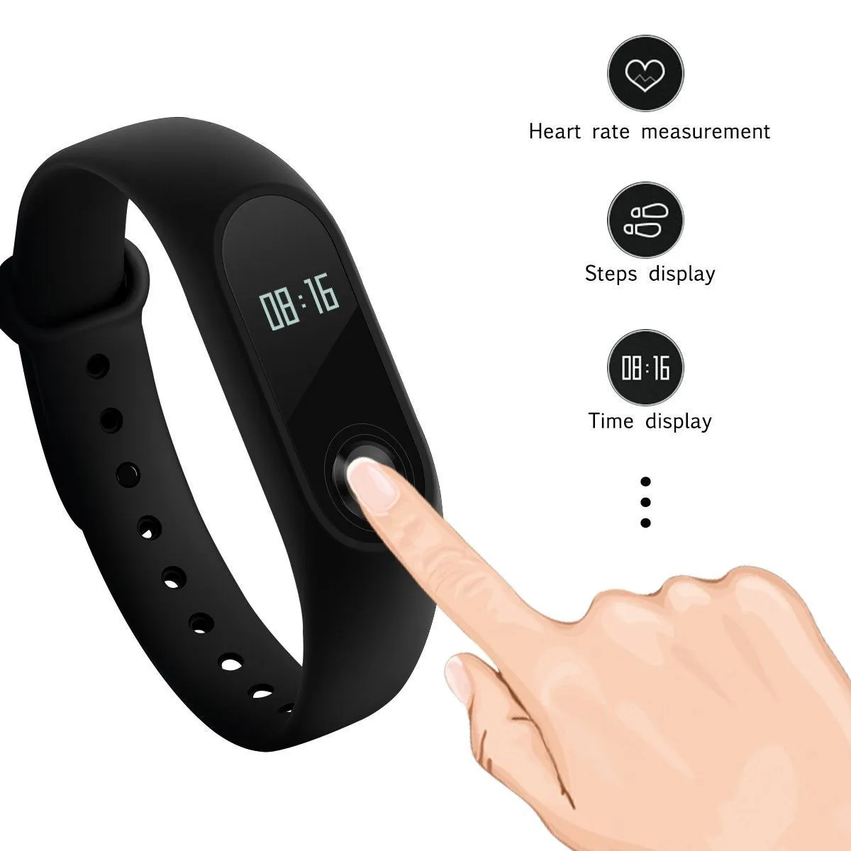 Original Xiaomi Mi Band 2 Heart Rate Monitor Smart Wristband  -  BLACK