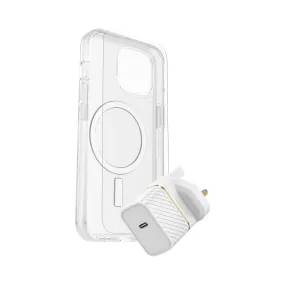 OtterBox KIT for iPhone 15 - Symmetry  Clear Cover with MagSafe / Glass Screen Protector / 30W Charger