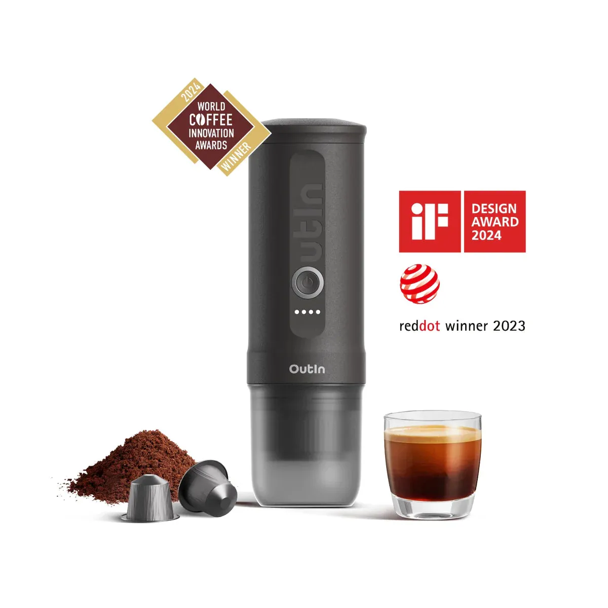 OutIn Nano Portable Electric Espresso Machine, Space Grey