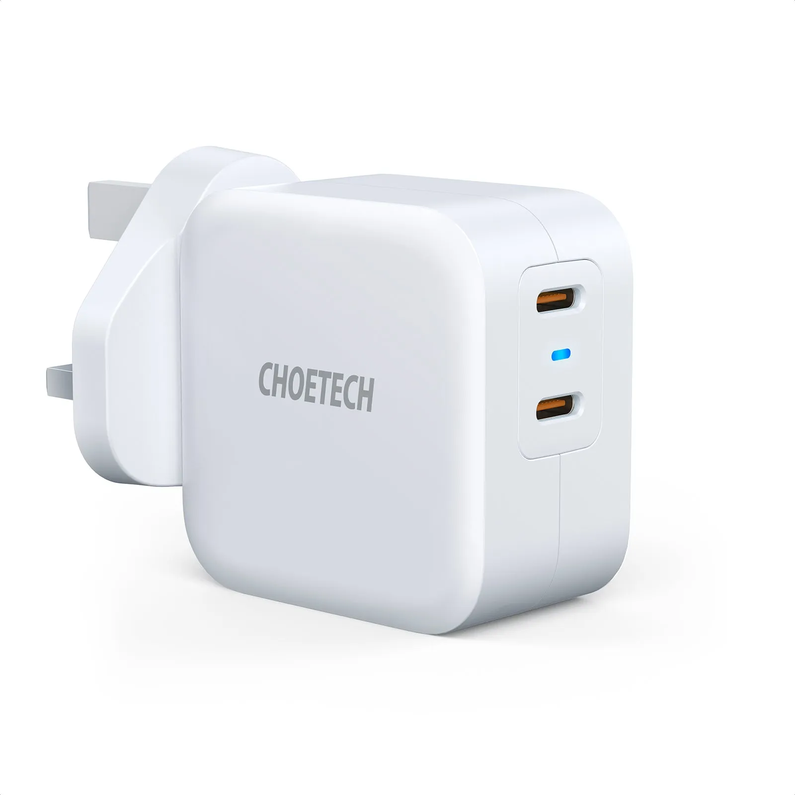 PD6009 Choetech 40W Dual USB-C Wall Charger With Foldable Plug