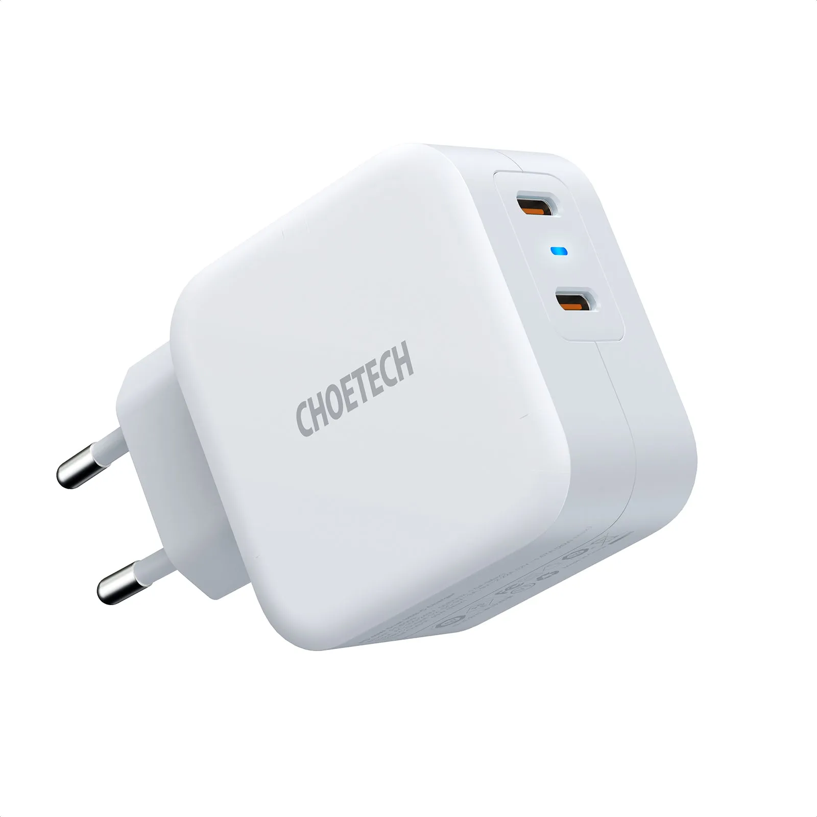 PD6009 Choetech 40W Dual USB-C Wall Charger With Foldable Plug