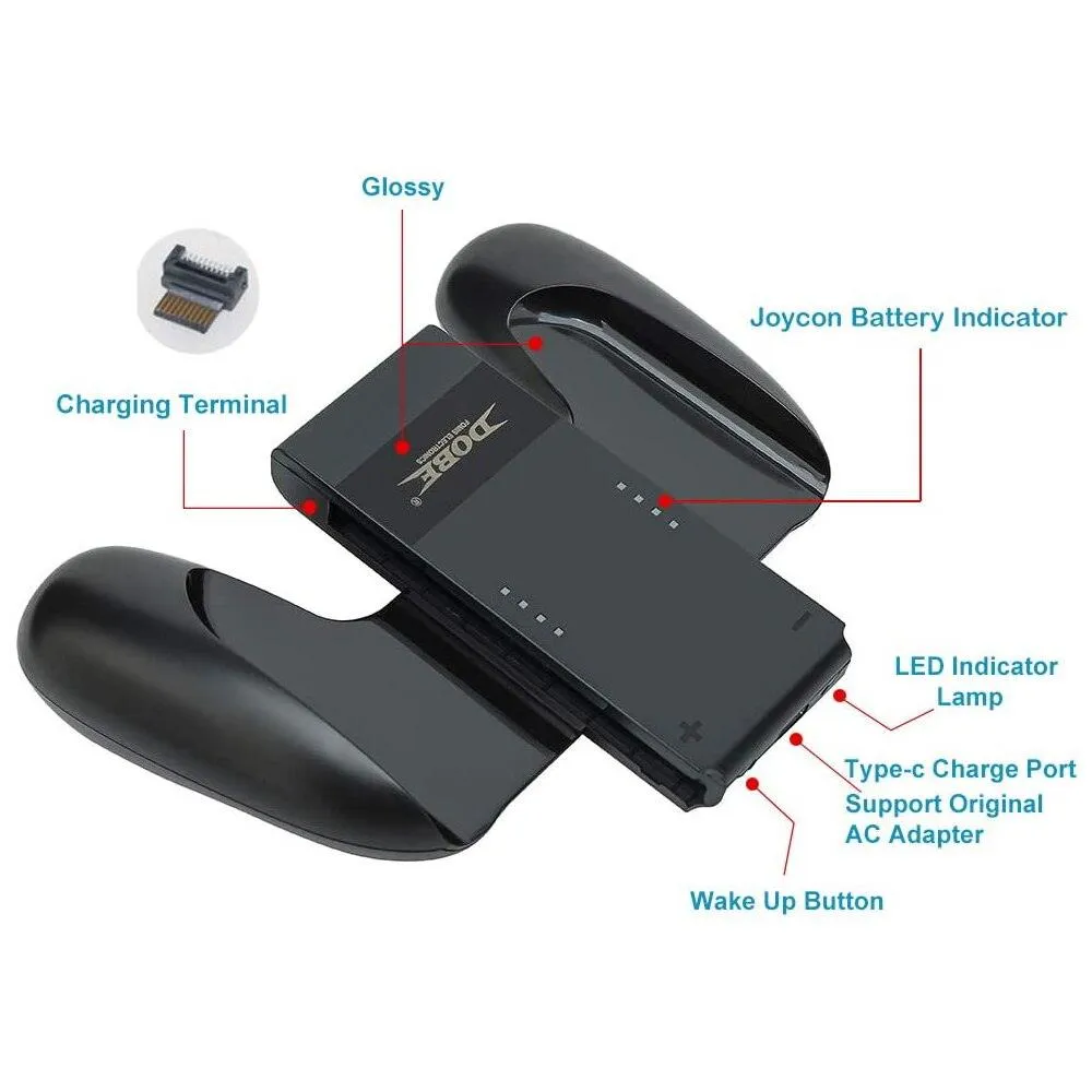 Play and Charge Joy Con Grip for use with Nintendo Switch USB-C Charging Great For Long Games