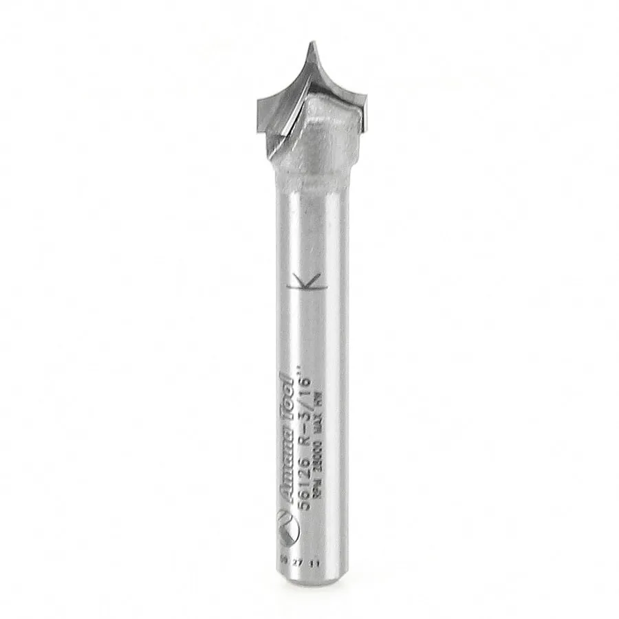 Point Cutting Round Over Router Bit | 3⁄16 Radius x 3⁄8 Dia x 19⁄64 x 1⁄4 Shank | 56126 | 738685561263