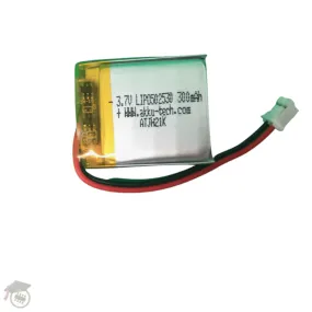 Polymer Lithium Ion Rechargeable Battery (LiPo) with Short Cable - 3.7V 300mAh