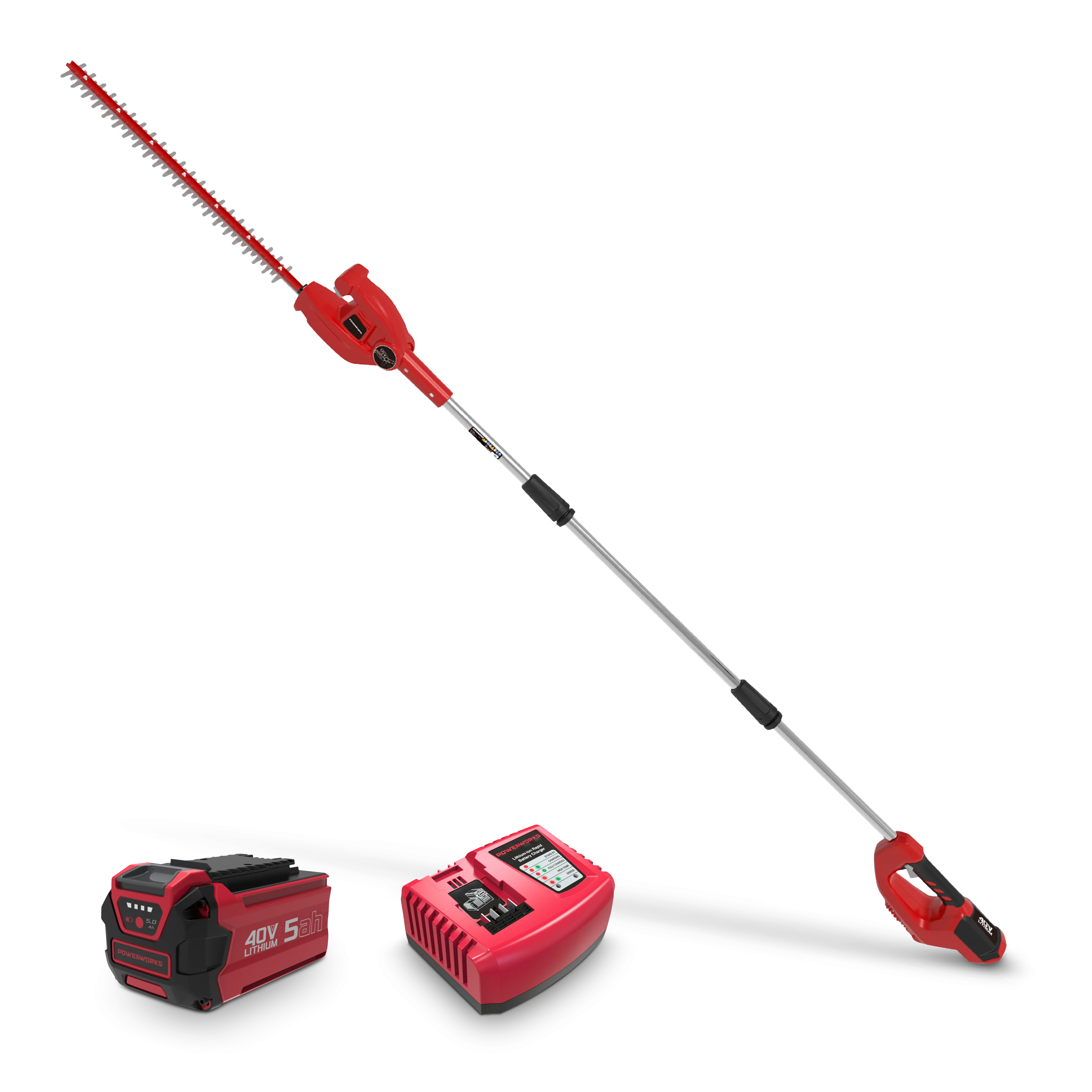 Powerworks 40V pole hedgetrimmer 5ah kit