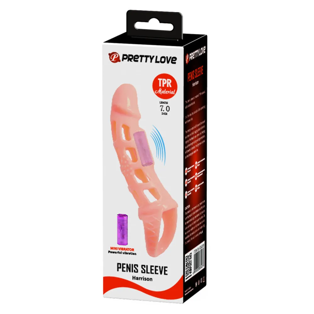 Pretty Love Harrison Vibrating Windowed Penis Extension Sleeve