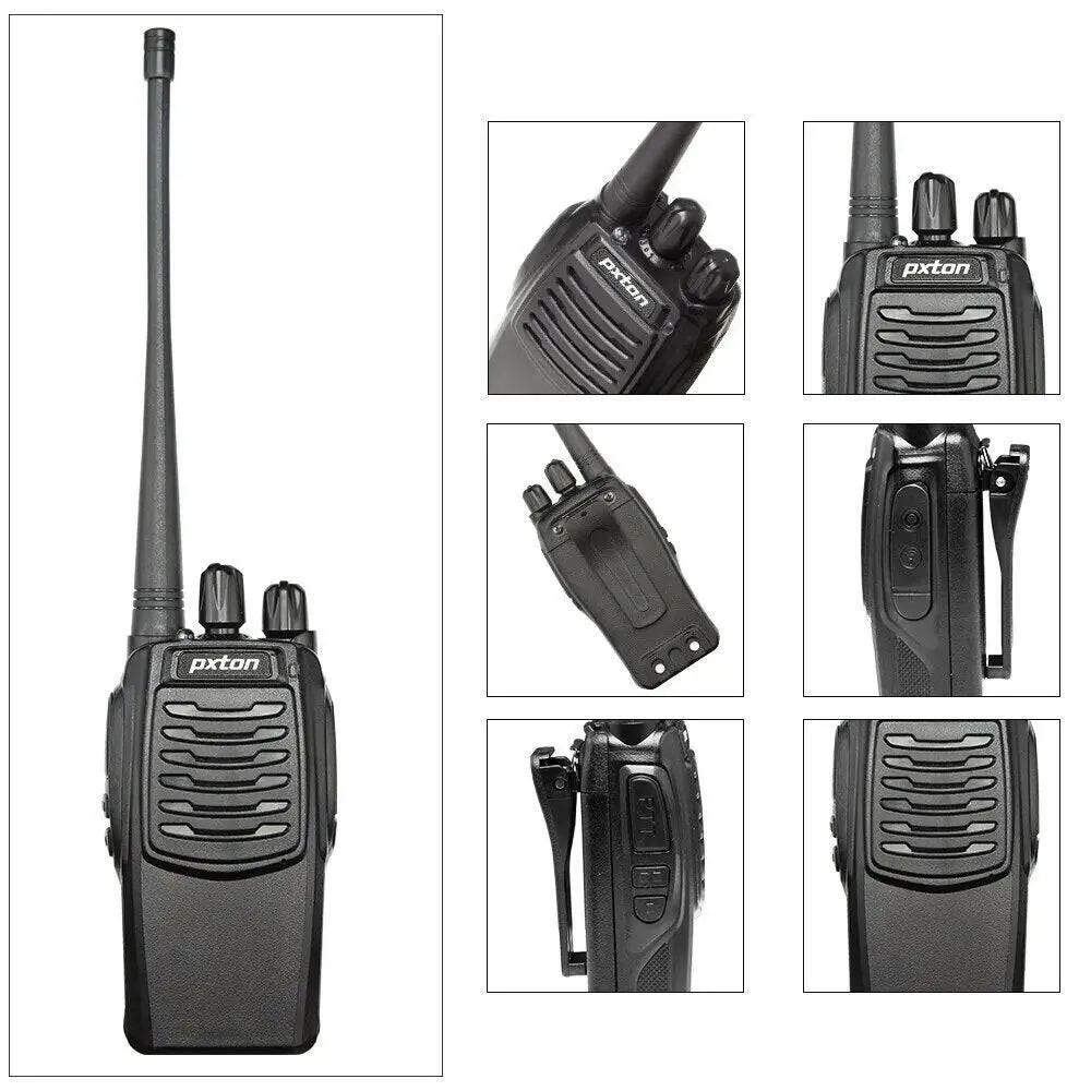 Pxton S1 Walkie Talkies for Adults Long Range,5W UHF Handheld Rechargerble Two Way Radio with Flashlight and Charger Dock 2 PCs