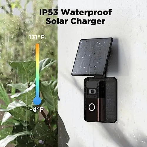 QIBOX Solar Charger Compatible with Video Doorbell (2nd Generation - 2020 Release), Video Doorbell 4/3/3 Plus/Battery Doorbell Plus, 2.9W Waterproof Continuously Solar Panel, Adjustable Panel Mount