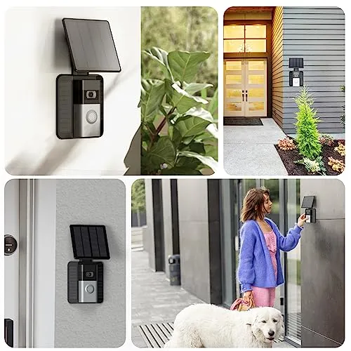 QIBOX Solar Charger Compatible with Video Doorbell (2nd Generation - 2020 Release), Video Doorbell 4/3/3 Plus/Battery Doorbell Plus, 2.9W Waterproof Continuously Solar Panel, Adjustable Panel Mount