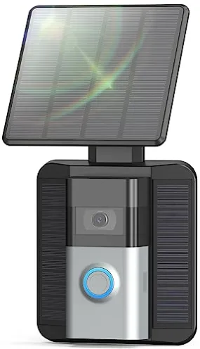 QIBOX Solar Charger Compatible with Video Doorbell (2nd Generation - 2020 Release), Video Doorbell 4/3/3 Plus/Battery Doorbell Plus, 2.9W Waterproof Continuously Solar Panel, Adjustable Panel Mount