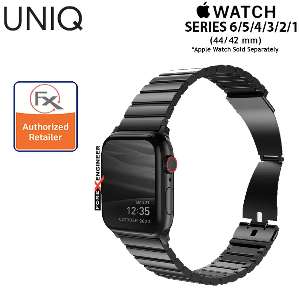 [RACKV2_CLEARANCE] UNIQ Strova Stainless Steel Watch Band for Apple Watch Series 7 - SE - 6 - 5 - 4 - 3 - 2 - 1 ( 45mm - 42mm - 44mm ) - Premium 304 Stainless Steel - Black  ( Barcode : 8886463674246 )