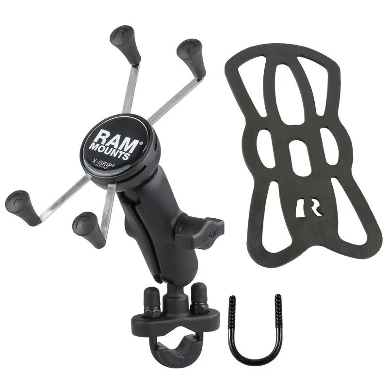 RAM Mount Handlebar U-Bolt Mount with Universal RAM® X-Grip® Large Phone/Phablet Cradle