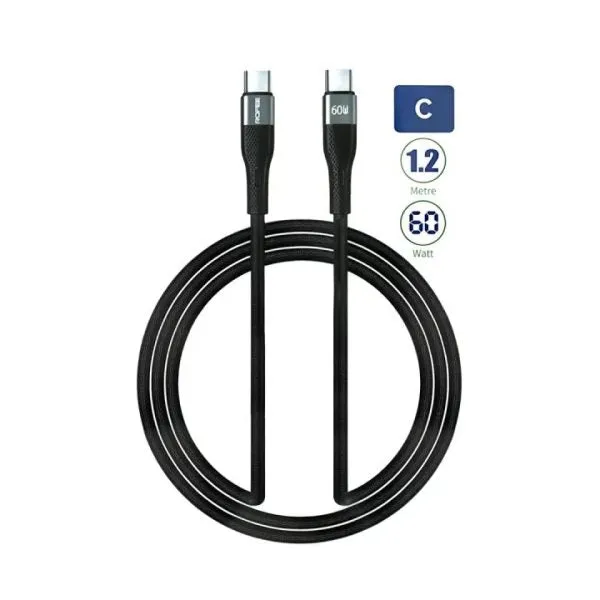 Rofee 502-c Smart & Fast Data Cable 60w 1.2m C2c Aluminum Alloy tpe Cable Black