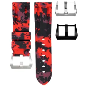 RUBBER STRAP FOR BREITLING NAVITIMER - RED DIGI CAMO