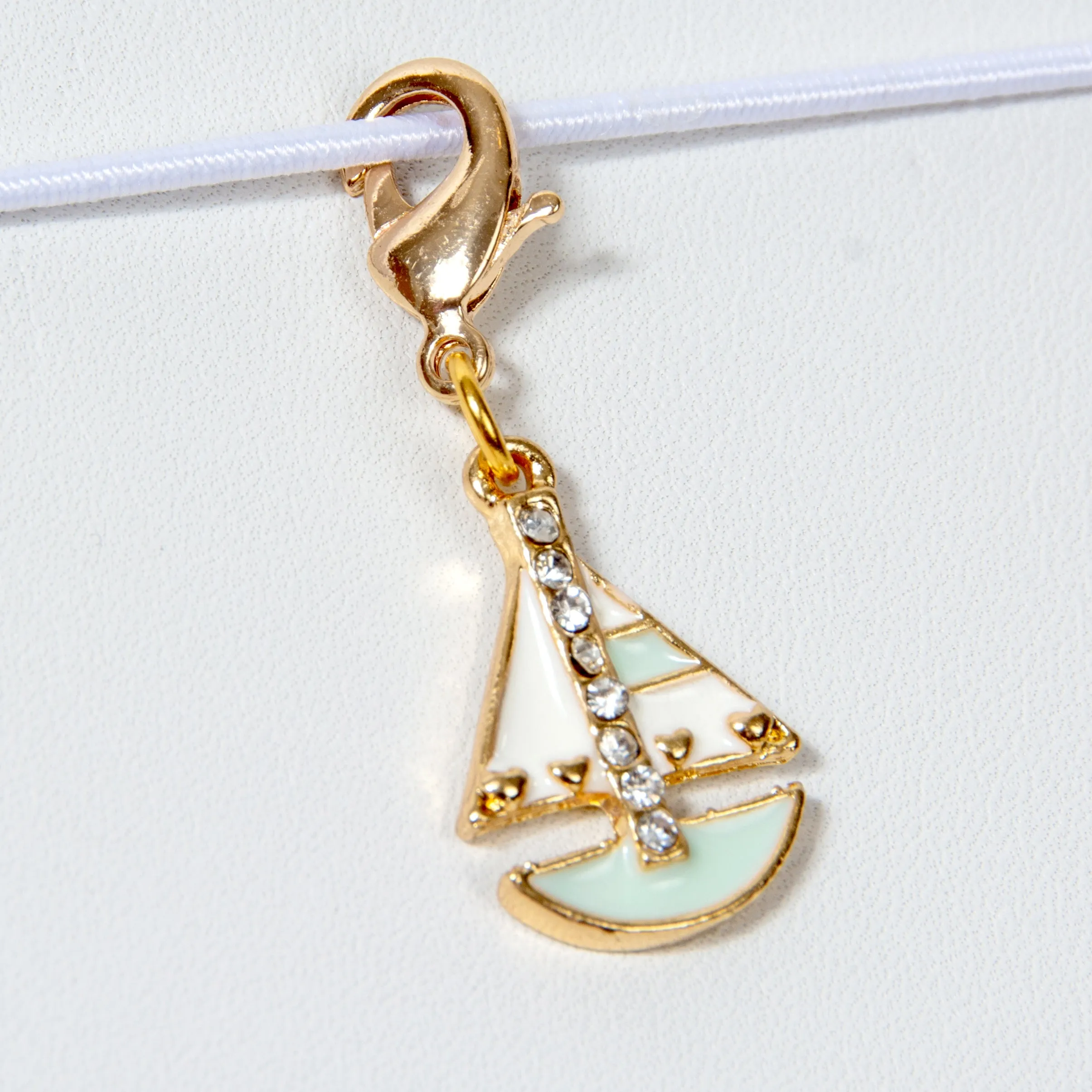 Sailboat Charm with Rhinestone Accents