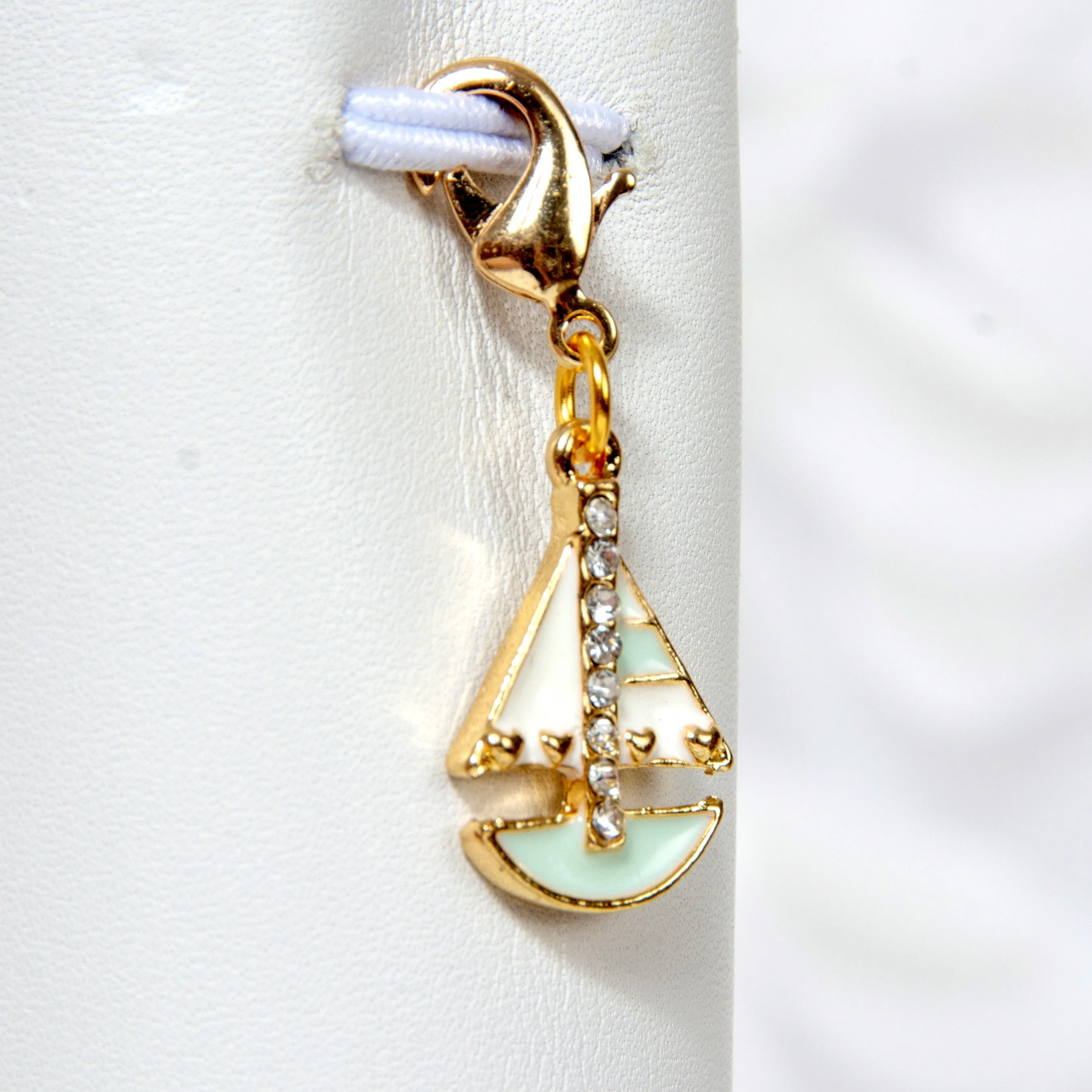 Sailboat Charm with Rhinestone Accents