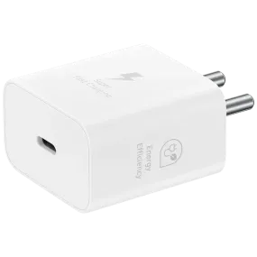 SAMSUNG 25W Type C Fast Charger (Adapter Only, Support PD 3.0 PPS, White)