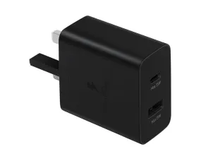 Samsung 35W PD Power Adapter Duo 1 x USB C & 1 x USB A Black UK Plug - EP-TA220NBEGGB