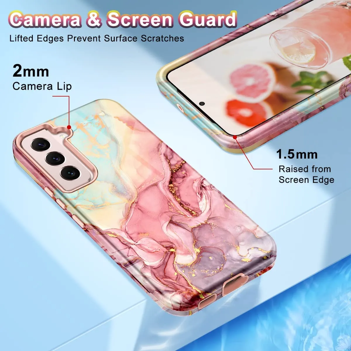 Samsung Galaxy S22 5G Case,Marble Pattern Drop Protective Cover