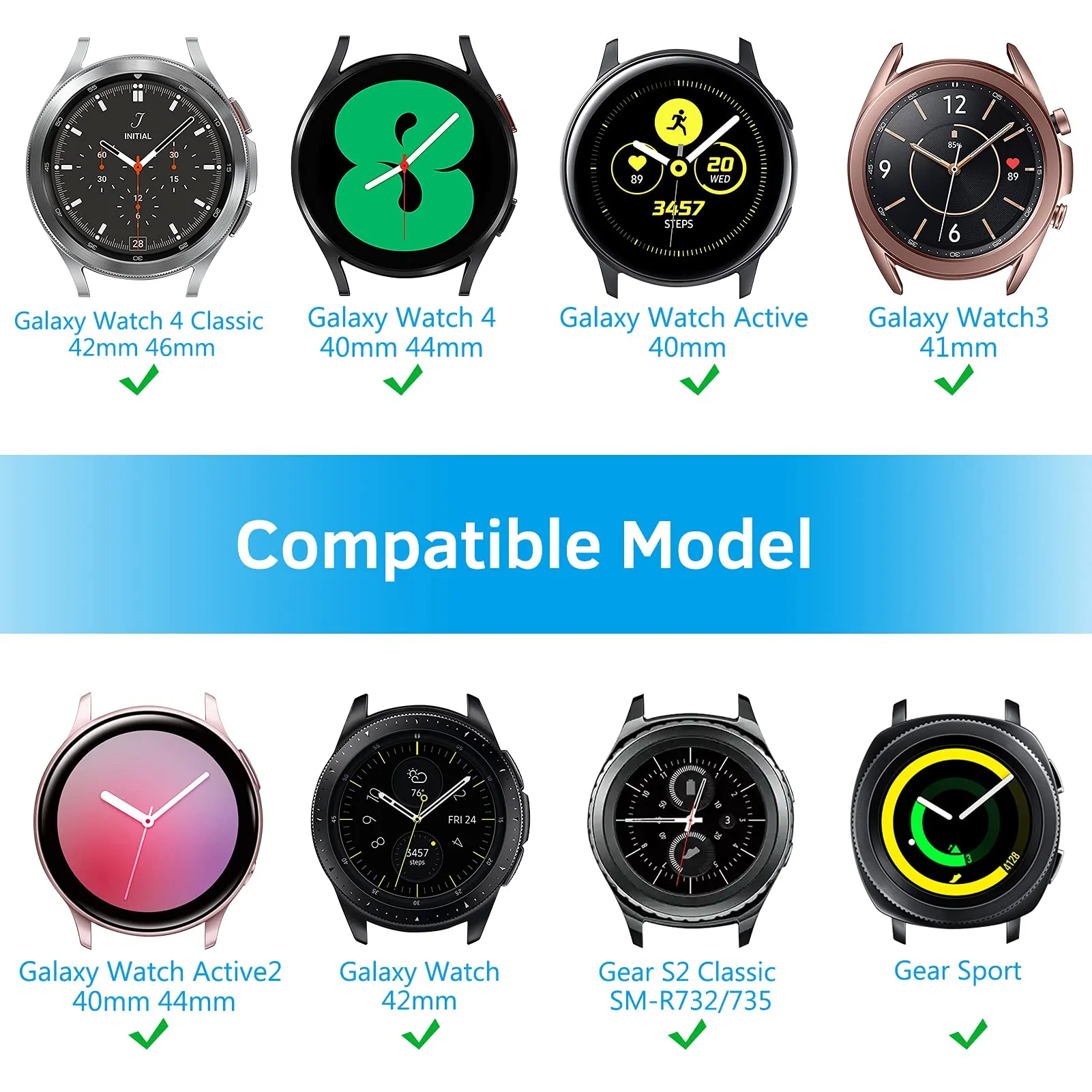 Samsung Galaxy Watch 4 40mm 44mm/Classic/Active 2 40mm 44mm/Galaxy Watch 3 41mm | 20mm Silicone Watch Band  | Black