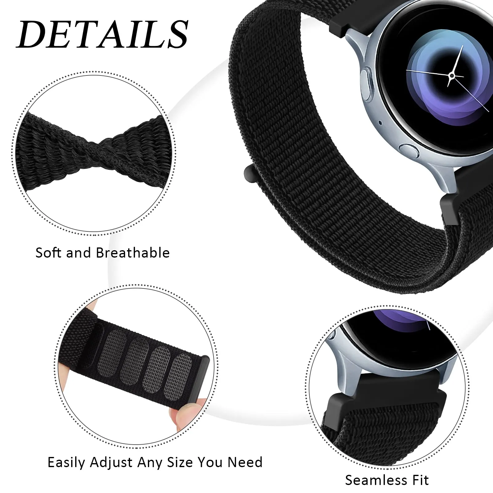 Samsung Galaxy Watch 4 40mm 44mm/Classic/Active 2 40mm 44mm/Galaxy Watch 3 41mm | Nylon Strap Watch Band   | Cape cod blue