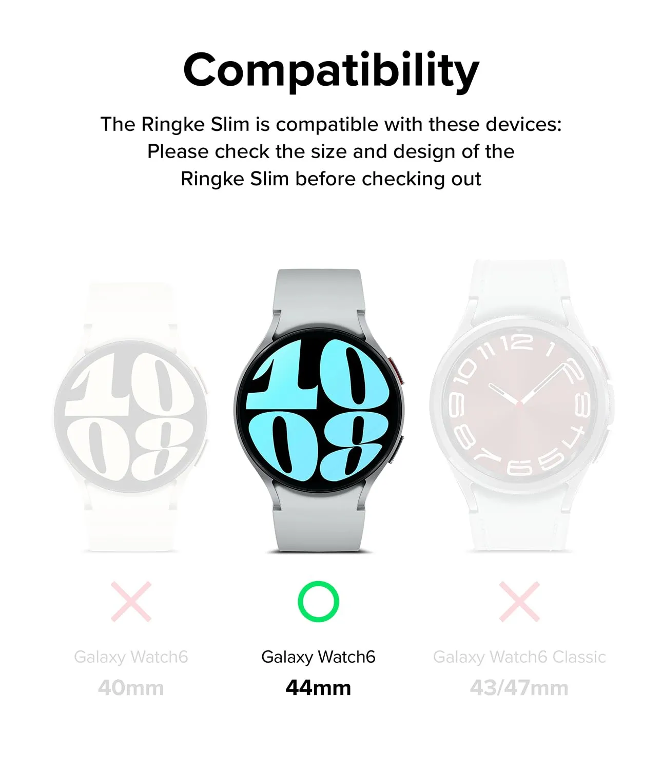 Samsung Galaxy Watch 6 44mm Case| Slim Series | Clear   Dark Chrome