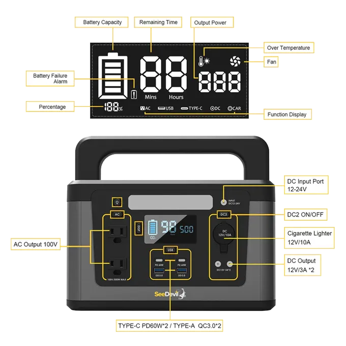 See Devil Portable Power Station 500w 560Wh