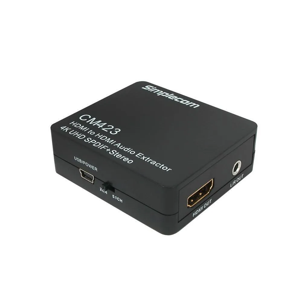 Simplecom CM423 HDMI Audio Extractor 4K HDMI to HDMI and Optical SPDIF   3.5mm Stereo