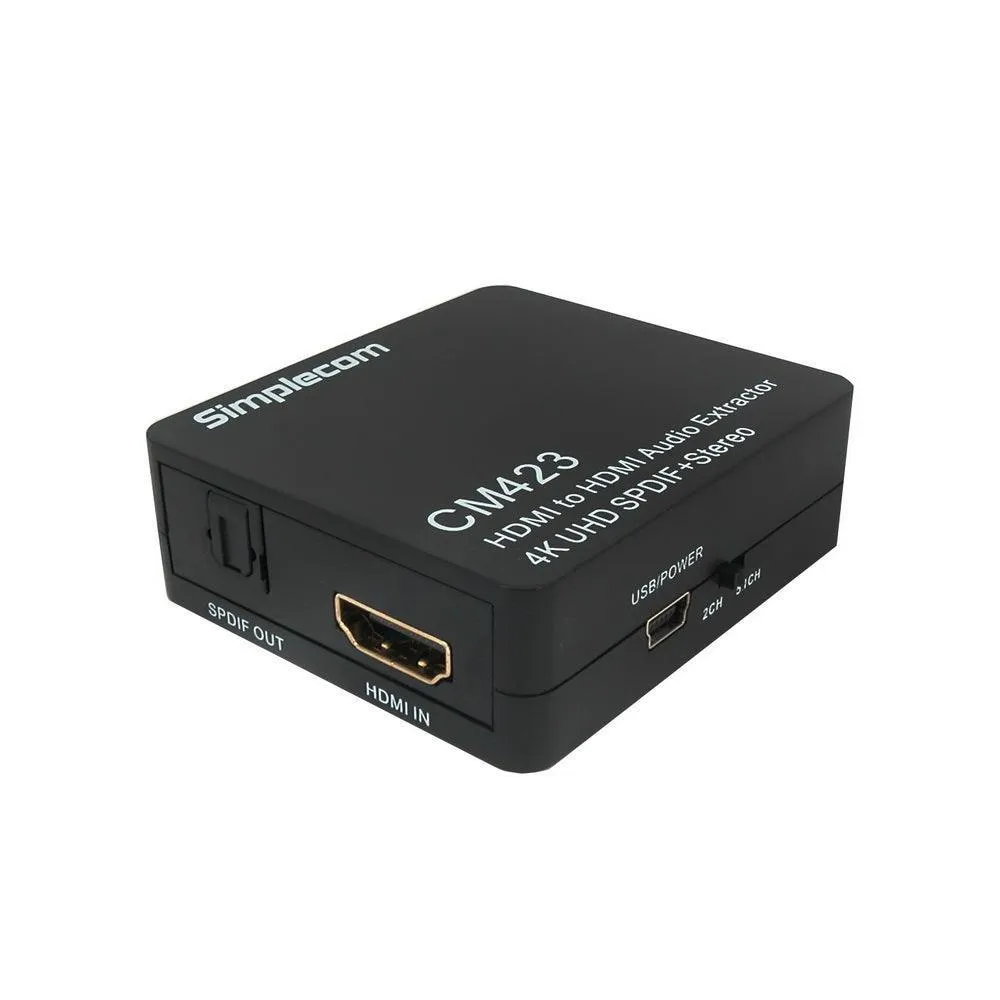 Simplecom CM423 HDMI Audio Extractor 4K HDMI to HDMI and Optical SPDIF   3.5mm Stereo