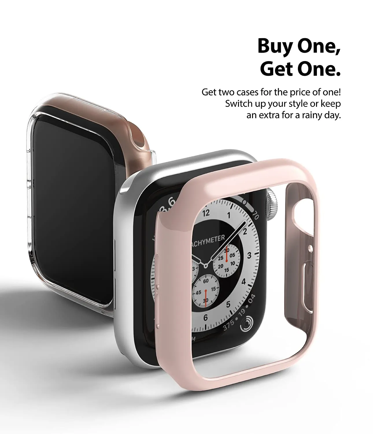 Slim Case Compatible with Apple Watch Series 6 / 5 / 4 / SE 44mm  - Clear & Peach Pink (2 Pack)