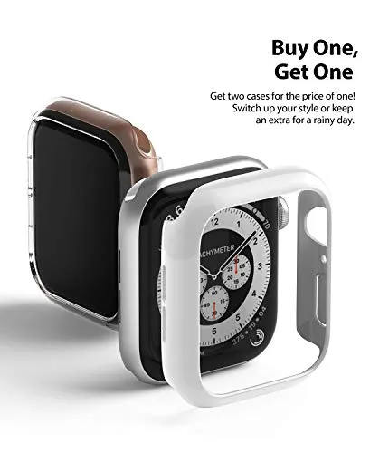 Slim Case Compatible with Apple Watch Series 6 / 5 / 4 / SE 44mm  - Clear & White (2 Pack)