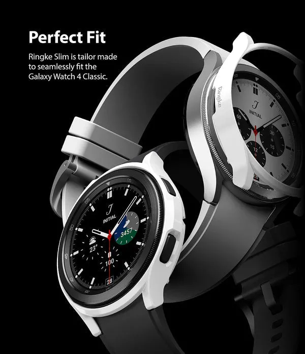 Slim Case Compatible with Galaxy Watch 4 Classic 42mm - Clear & White  (2 Pack)