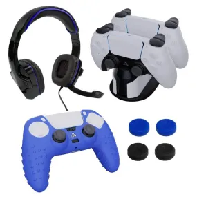 Sparkfox Play Station 5 Combo Gamer Pack With Headset|Grip Pack|Controller Skin|Charging Dock W20 P506