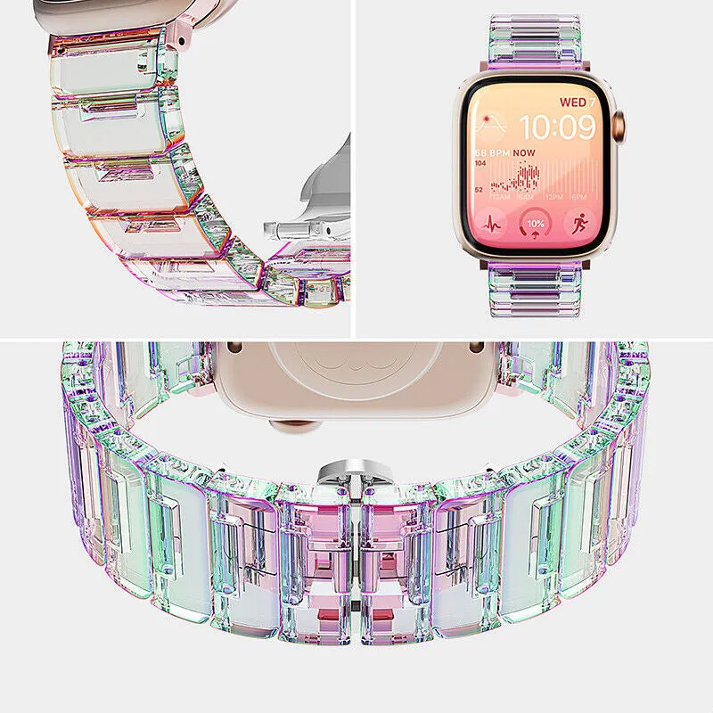 Sparkling Shimmering Clear Resin Link Band For Apple Watch Multiple Colors Available