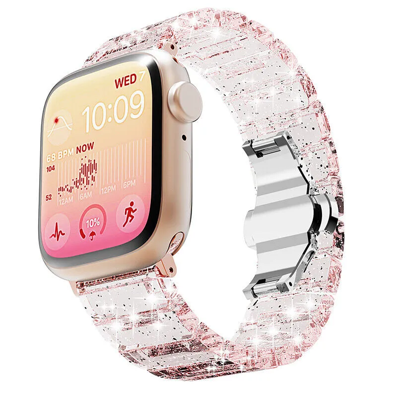 Sparkling Shimmering Clear Resin Link Band For Apple Watch Multiple Colors Available