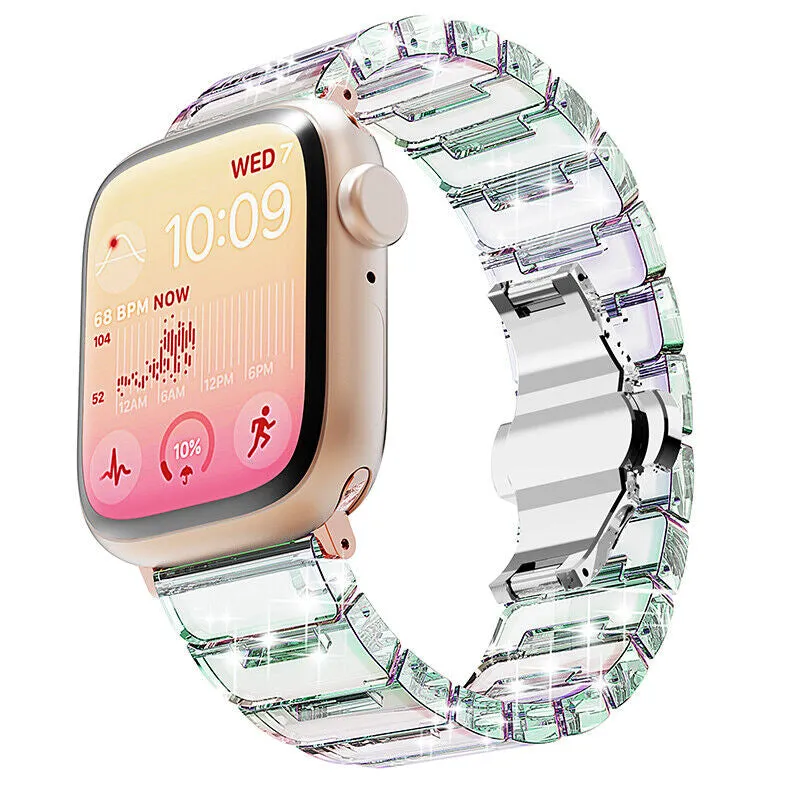 Sparkling Shimmering Clear Resin Link Band For Apple Watch Multiple Colors Available