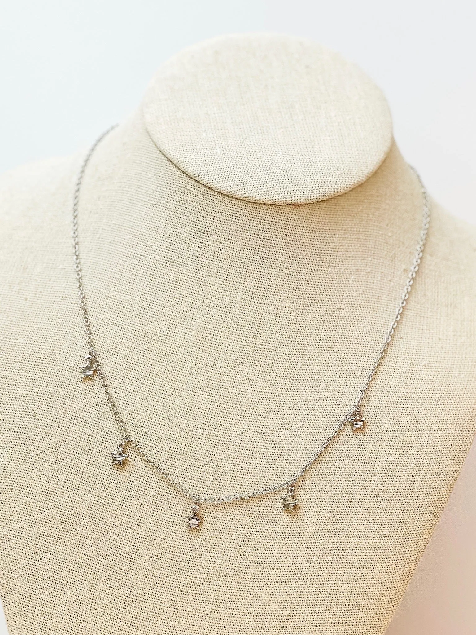 Star Dangle Chain Necklace - Silver