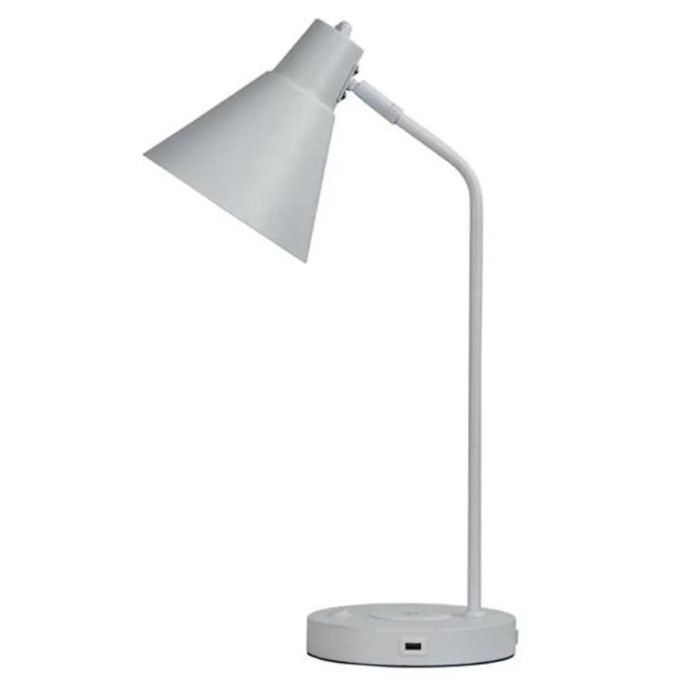 Targa Desk Lamp with USB and Wireless Charging in Black and White