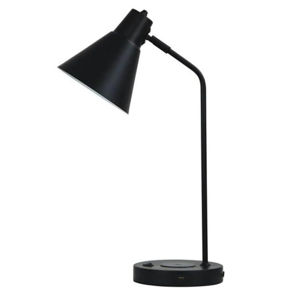 Targa Desk Lamp with USB and Wireless Charging in Black and White