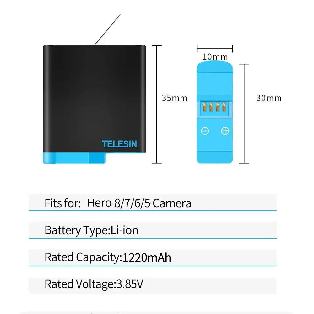 TELESIN Triple Battery Pack & LED Charger for GoPro: Ultimate High-Speed Charging Solution