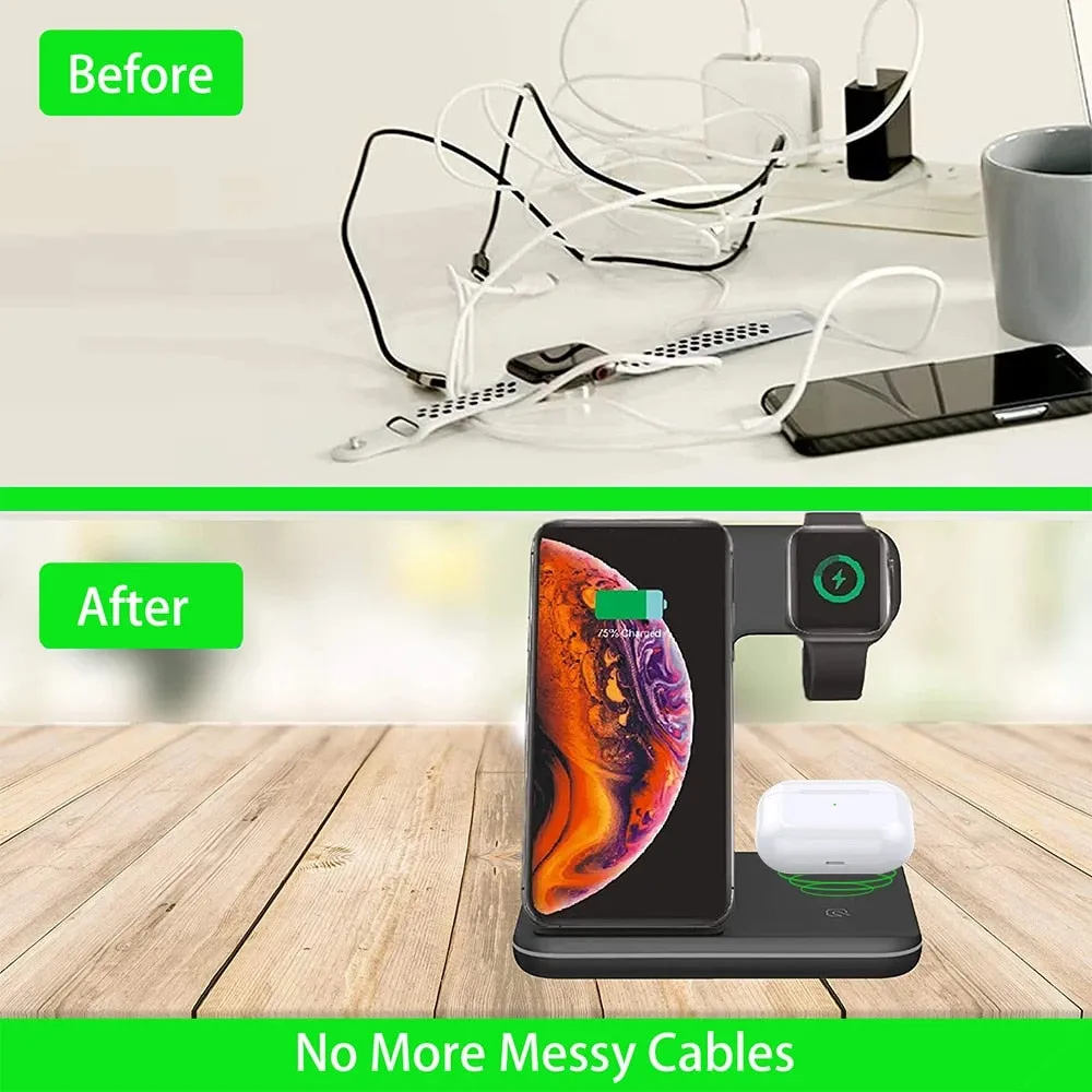 Three-in-one Wireless Charger 15W Fast Charging Vertical Stand