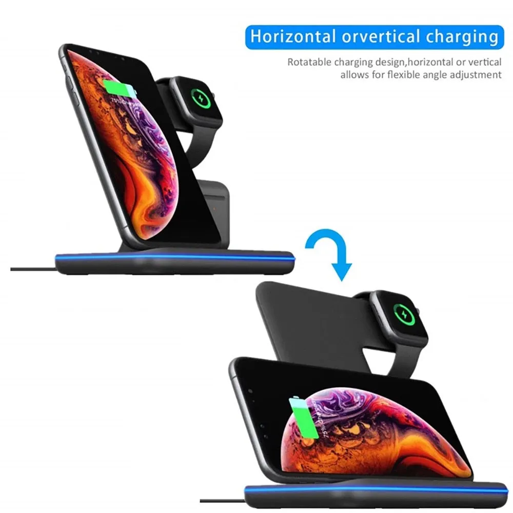 Three-in-one Wireless Charger 15W Fast Charging Vertical Stand