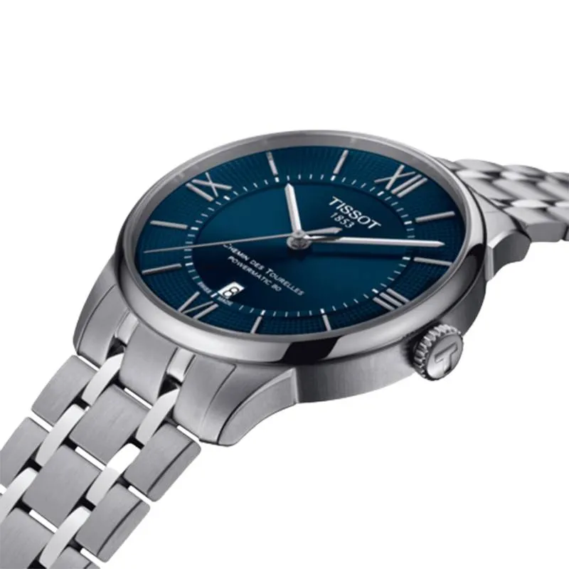 Tissot Chemin des Tourelles Powermatic 80 Blue Dial and Grey Stainless Steel T0994071104800