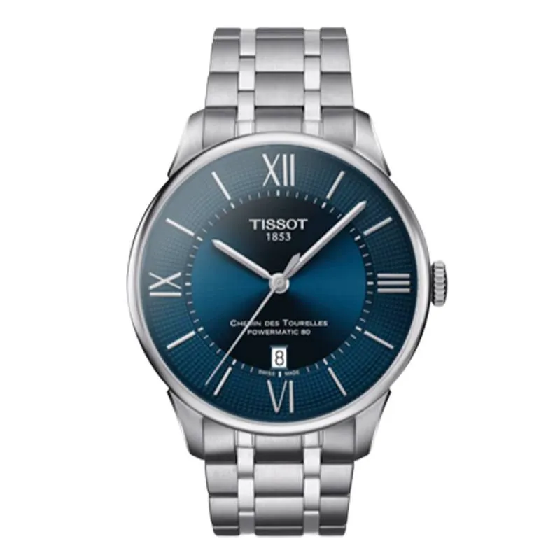 Tissot Chemin des Tourelles Powermatic 80 Blue Dial and Grey Stainless Steel T0994071104800