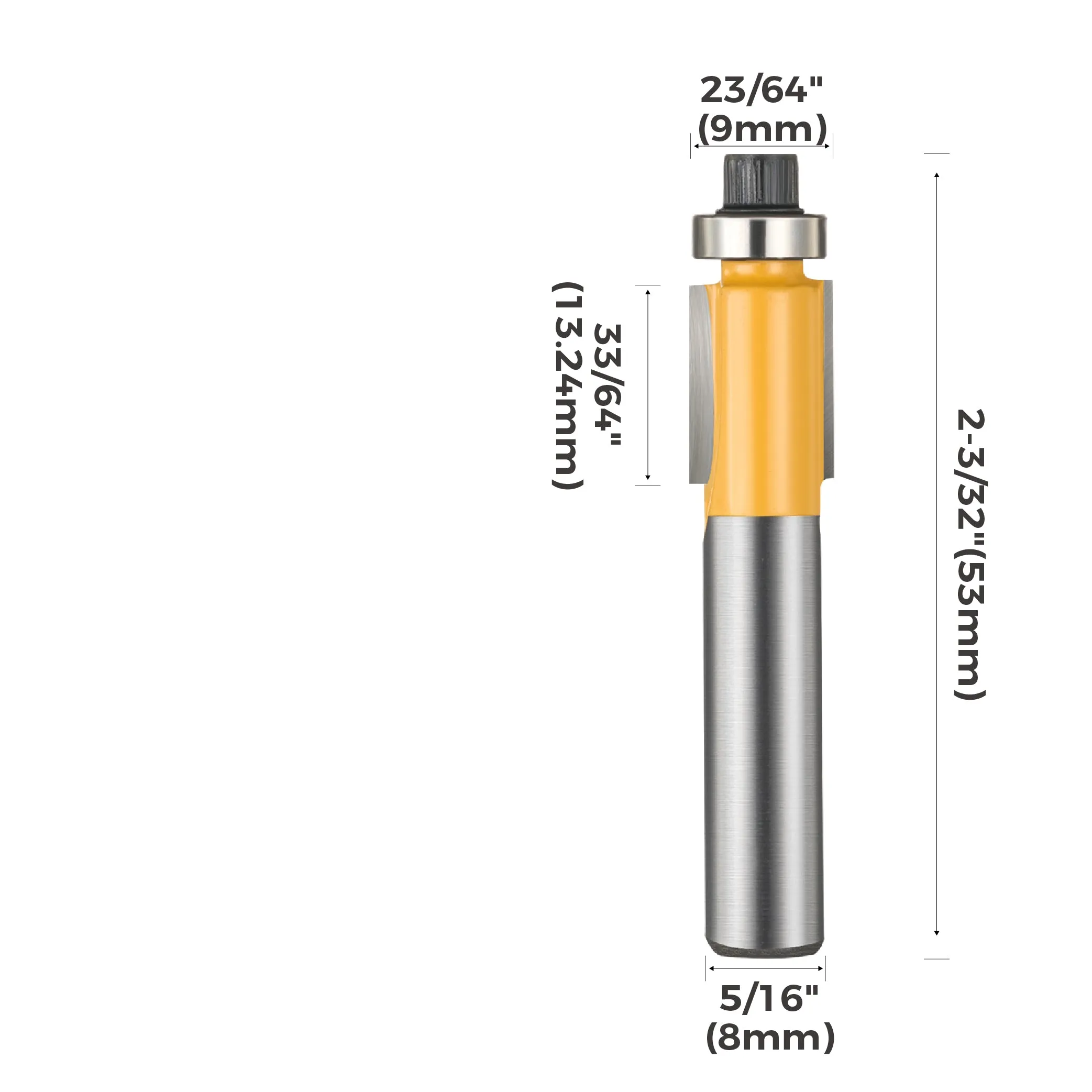 toolant Flush Trim Router Bits for Edge Forming, 5/16-Inch Shank 33/64-Inch Height X 23/64-Inch, Carbide-Tipped Milling Cutter for Woodworking