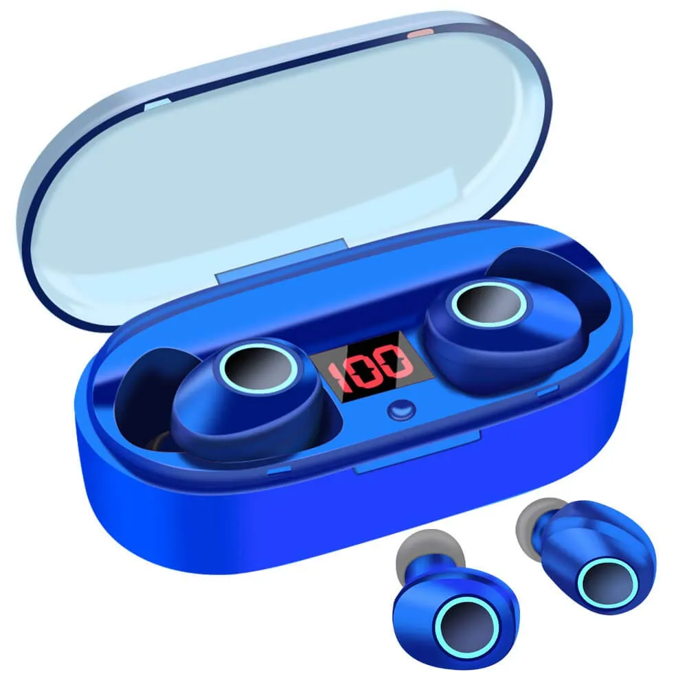 True Wireless Earbuds, 16H Playtime, Bluetooth Headphones 5.0 Mini Stereo Headset with Microphone, IPX5 Sweatproof, Hi-Fi Sound, Volume Control, in Ear Sport Earphones with Portable Charging Box/Case