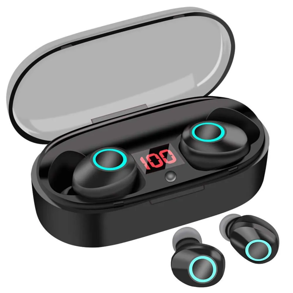 True Wireless Earbuds, 16H Playtime, Bluetooth Headphones 5.0 Mini Stereo Headset with Microphone, IPX5 Sweatproof, Hi-Fi Sound, Volume Control, in Ear Sport Earphones with Portable Charging Box/Case