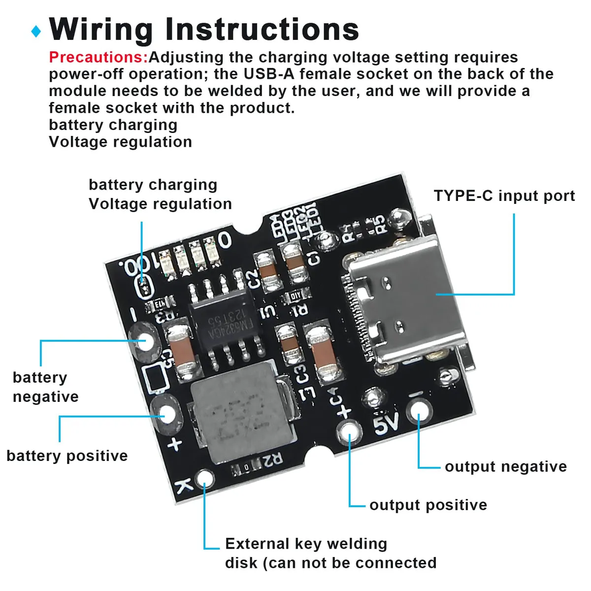 Type-C USB 5V 2A Battery Power Bank Charging Discharging Boost Module