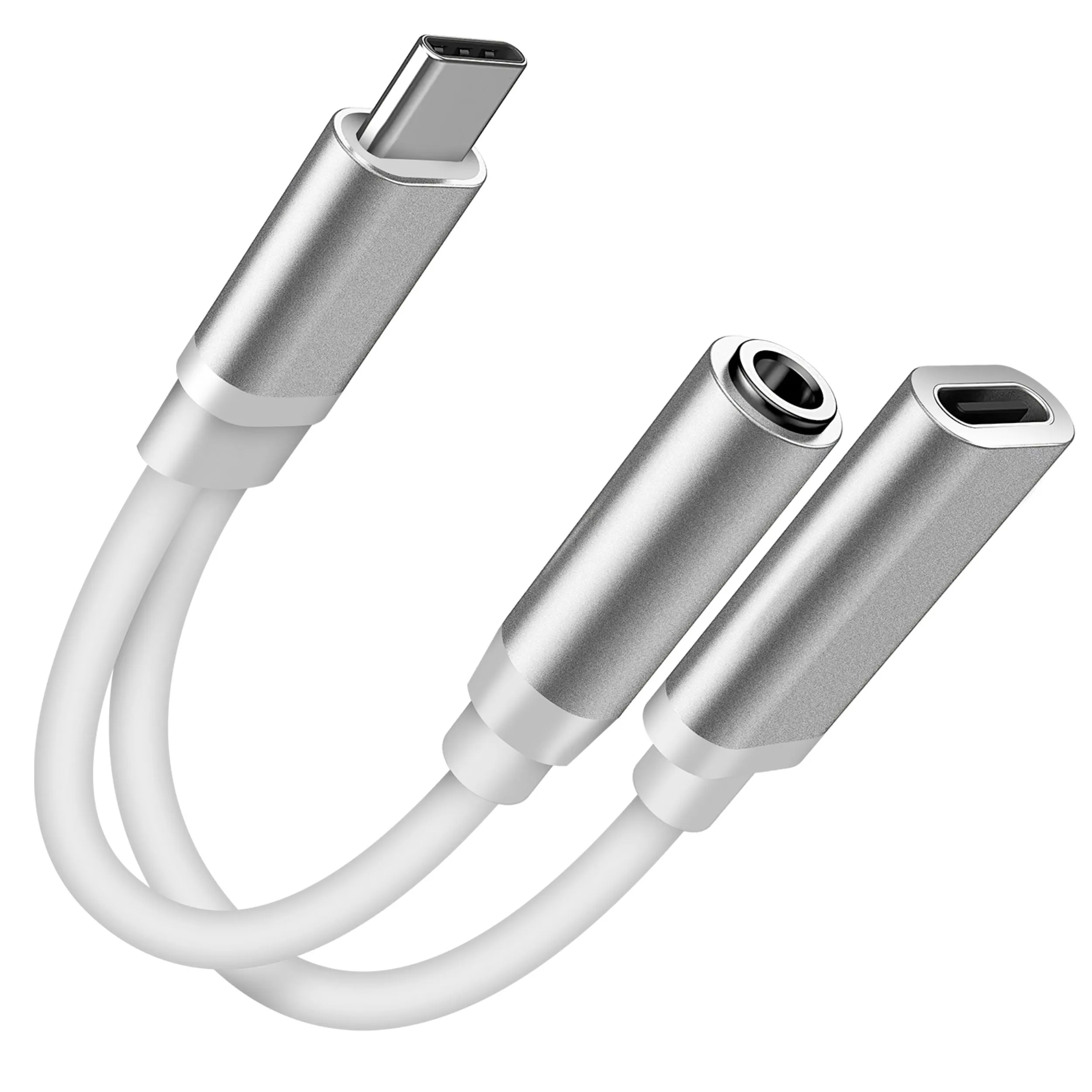 USB-C to 3.5mm Audio Charging Adapter - Metal Shell, Headphone Jack Splitter, Charger